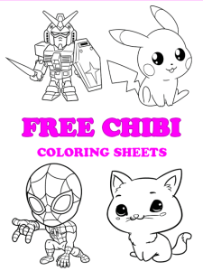 Free printable chibi coloring pages - Pinterest Image