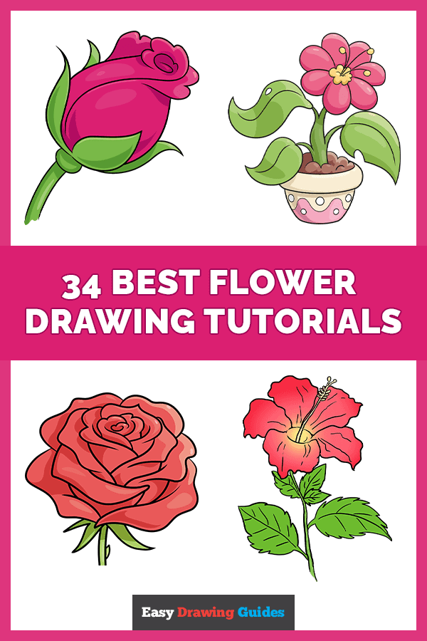 12 Flower Drawing Easy Tutorials For Beginners To Draw