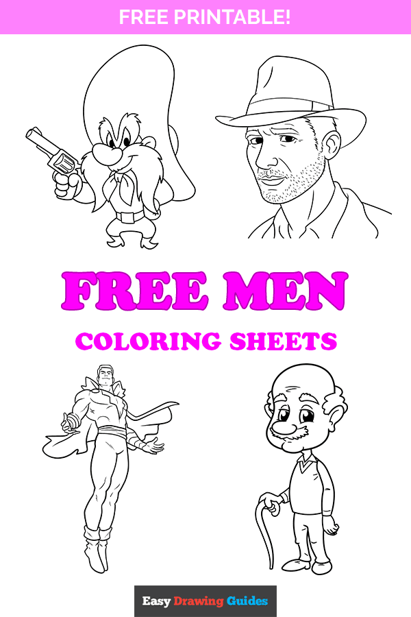 Free printable men coloring pages - Pinterest image