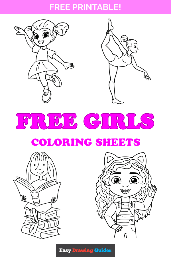 Free printable girls coloring pages - Pinterest image