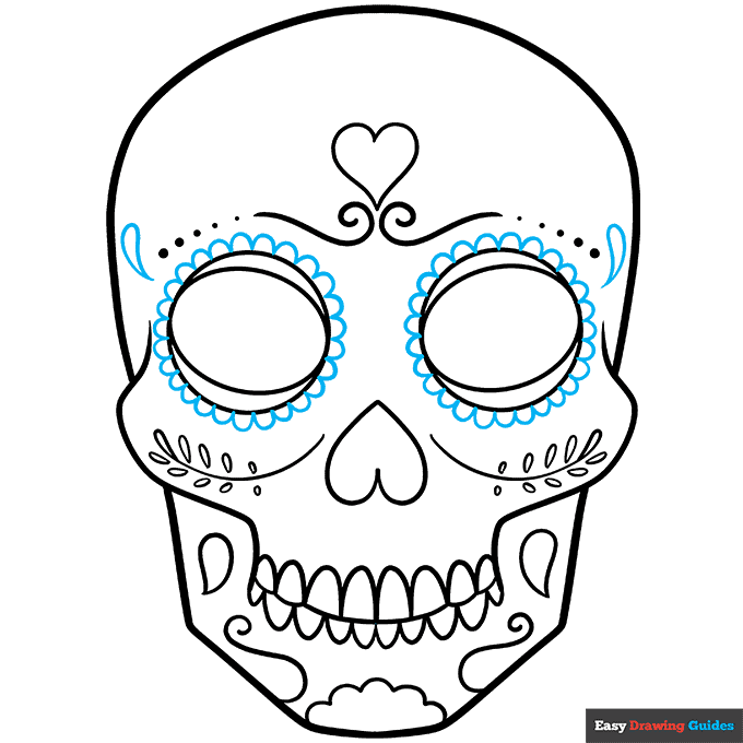 How To Draw A Day Of The Dead Skull Really Easy Drawing Tutorial