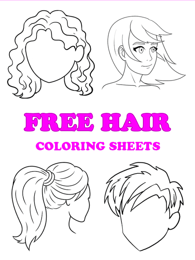 Free printable hair coloring pages - pinterest image