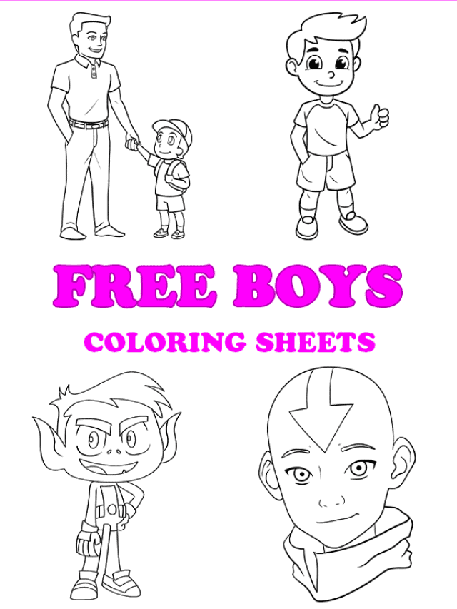 Free printable boys coloring pages - Pinterest image