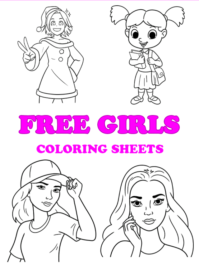 Free printable girls coloring pages - Pinterest image