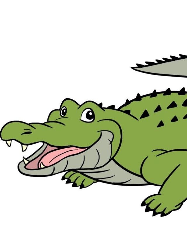 Alligator or Crocodile drawing tutorial - web story - complete
