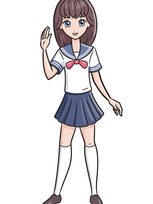 Anime School Girl drawing tutorial - web story - complete