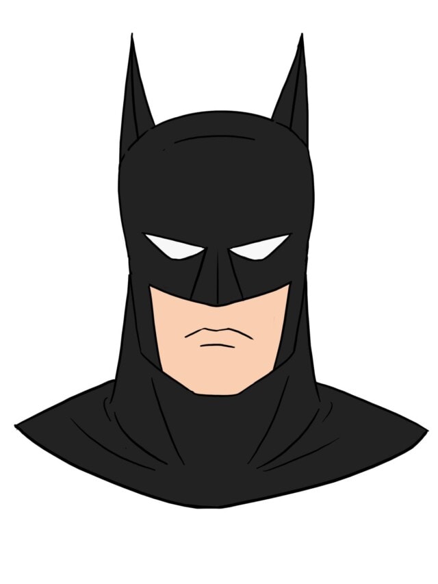 Batman's Face drawing tutorial - web story - complete
