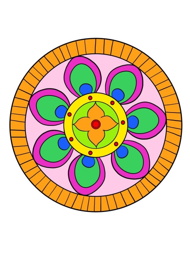Beginner Mandala drawing tutorial - web story - complete