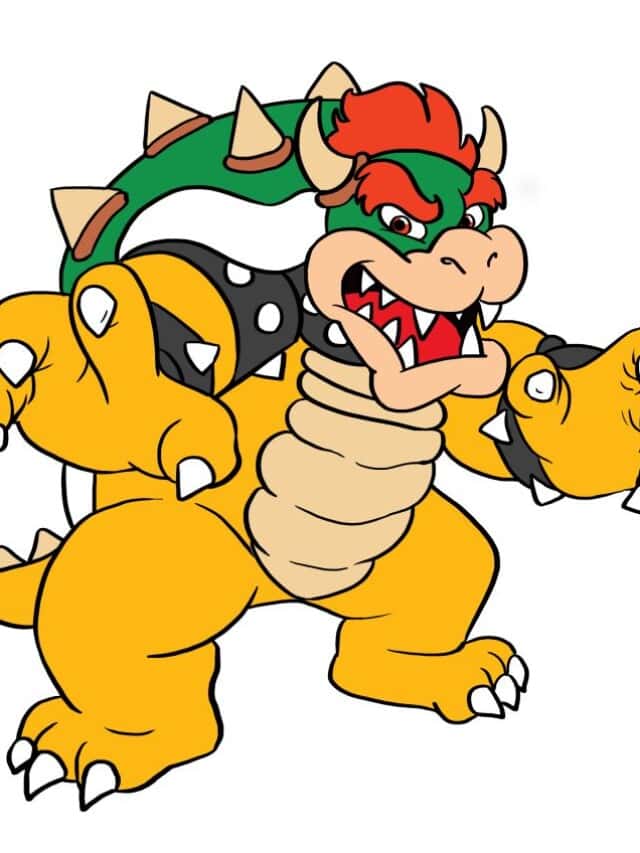 Bowser from Super Mario Bros drawing tutorial - web story - complete