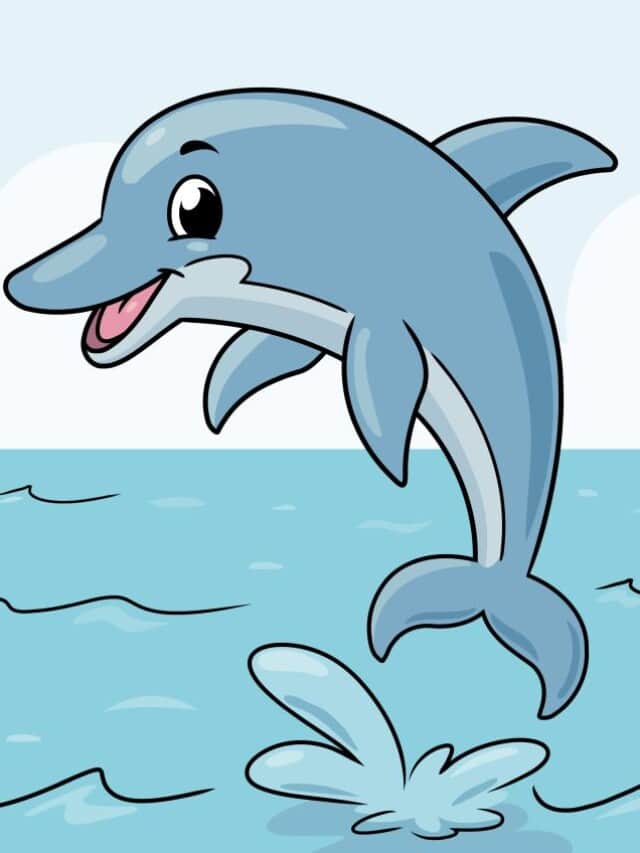 Cartoon Dolphin drawing tutorial - web story - complete