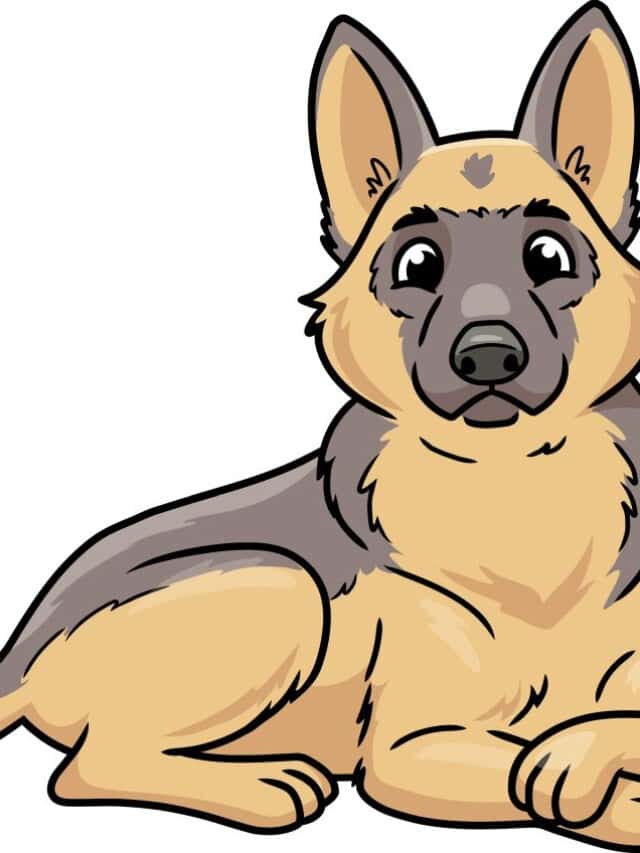 Cute German Shepherd Dog drawing tutorial - web story - complete