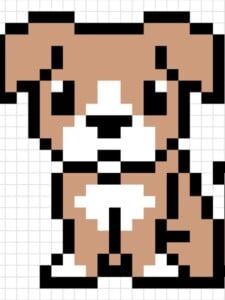 Dog Pixel Art drawing tutorial - web story - complete