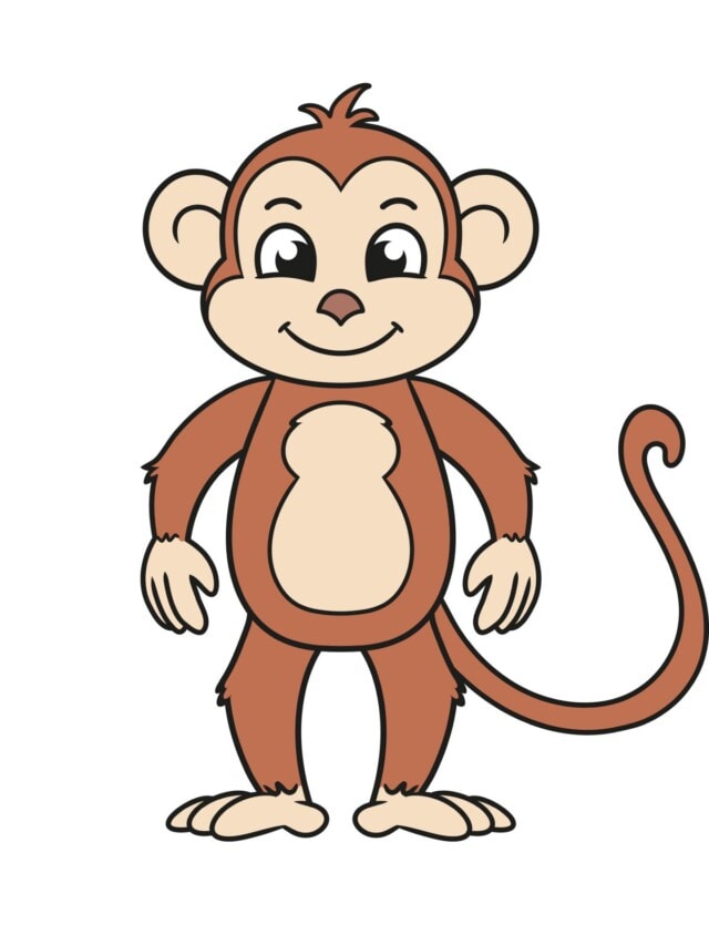 Easy Monkey drawing tutorial - web story - complete