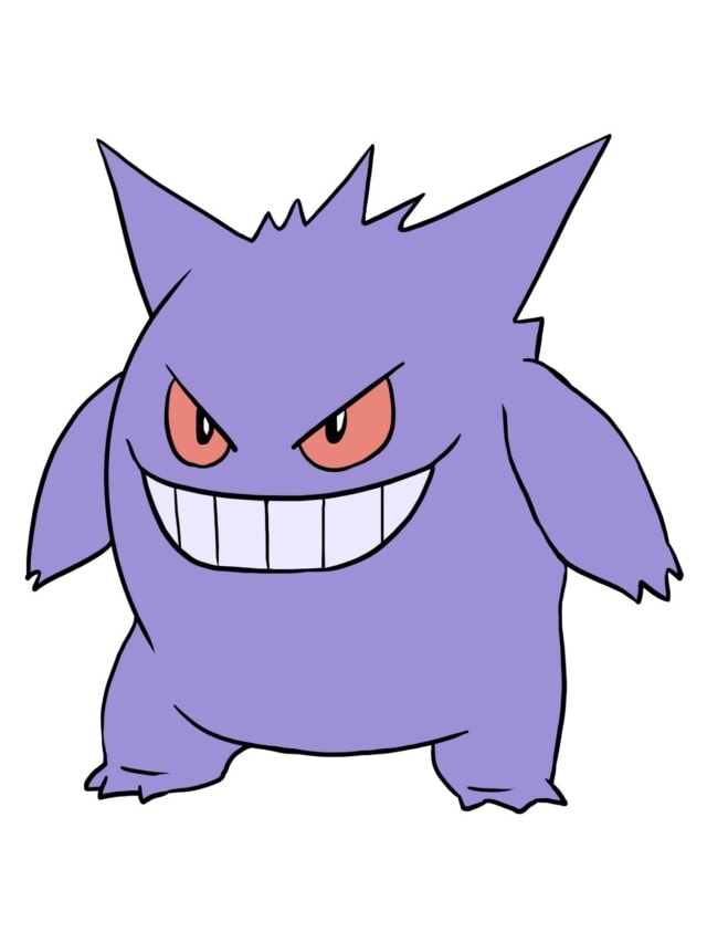 Gengar from Pokémon drawing tutorial - web story - complete