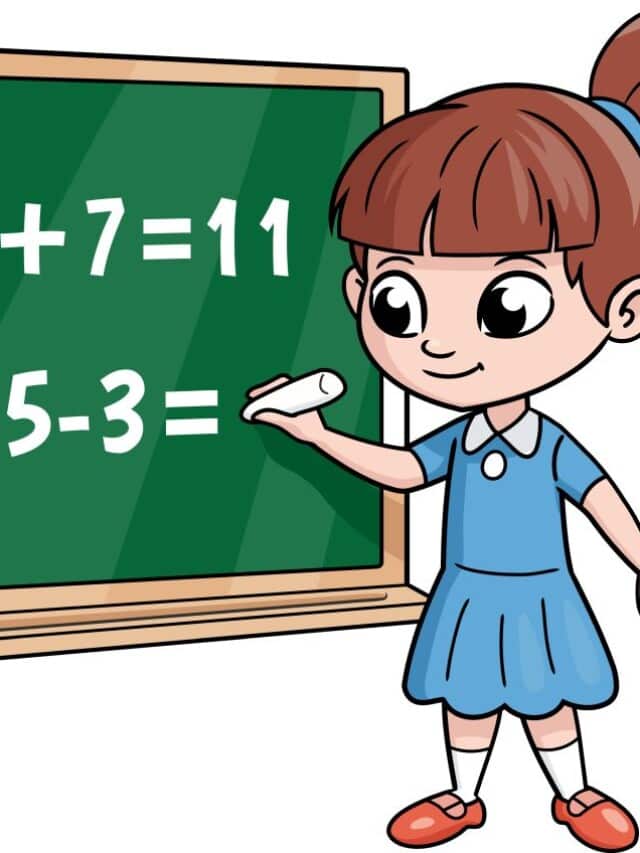 Girl in Math Class Cartoon drawing tutorial - web story - complete