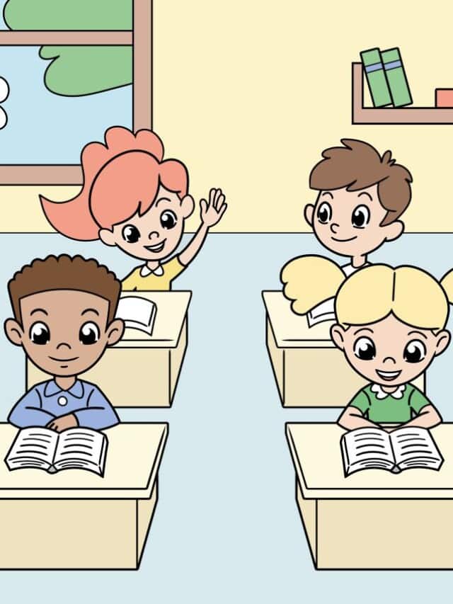 Kids in a Classroom Cartoon drawing tutorial - web story - complete