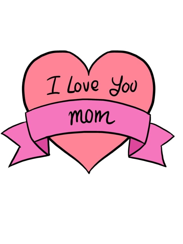 Mother's Day Heart drawing tutorial - web story - complete