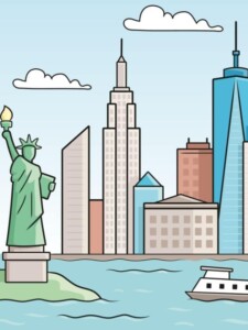 New York Skyline drawing tutorial - web story - complete