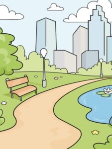 Park drawing tutorial - web story - complete
