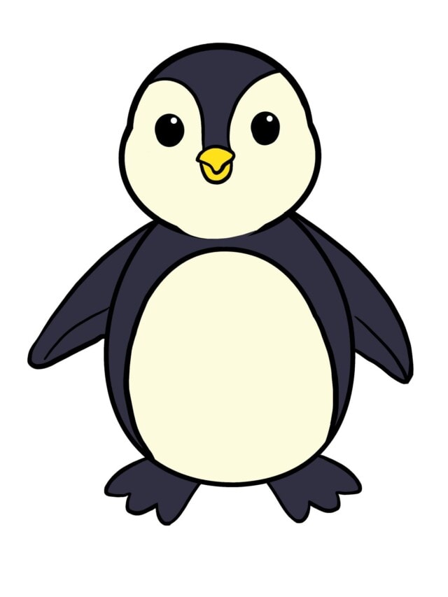 Penguin drawing tutorial - web story - complete