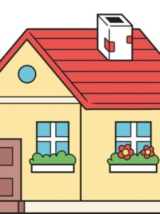 Simple House drawing tutorial - web story - complete