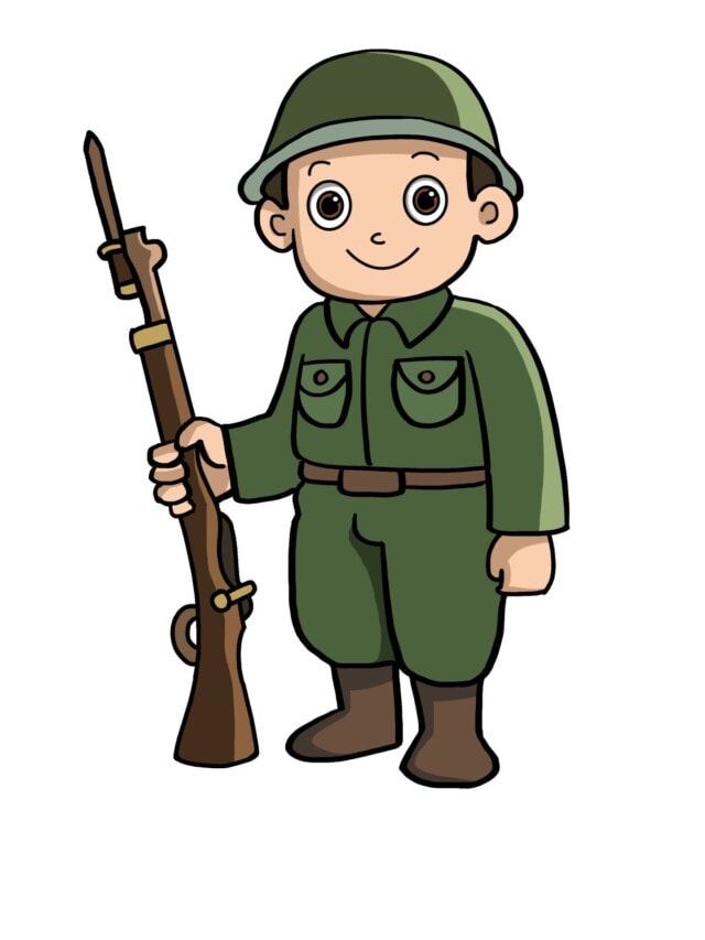 Soldier drawing tutorial - web story - complete