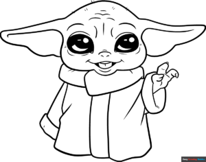 How to Draw Baby Yoda in Black and White Featured Image