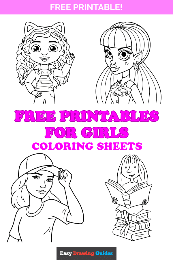 Free Printable Coloring Pages for Girls - Pinterest Image