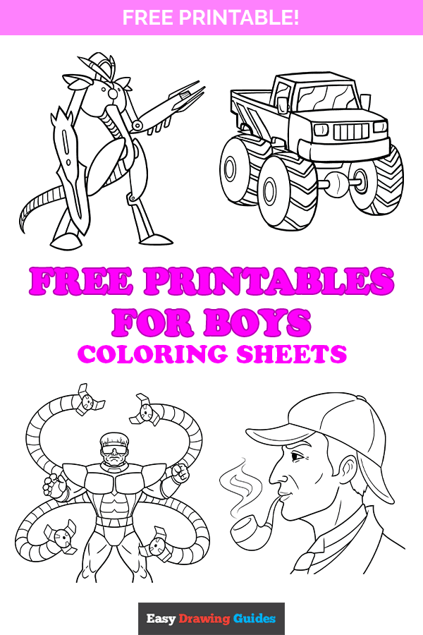 Free printable for Boys coloring pages - Pinterest image