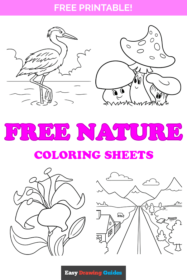 Free printable nature coloring pages - Pinterest image