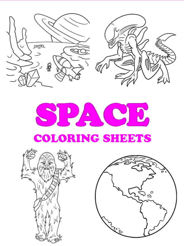 Free printable space coloring pages - pinterest image