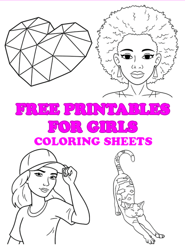 Free printable coloring pages for girls - Pinterest image