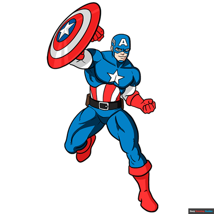 Captain America step-by-step drawing tutorial: step 11