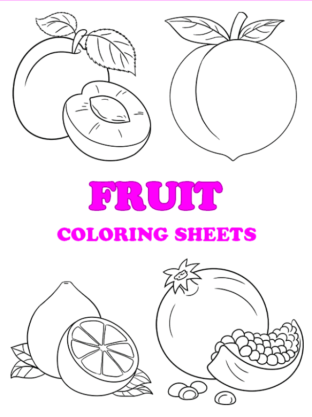 Free printable fruit coloring pages - pinterest image
