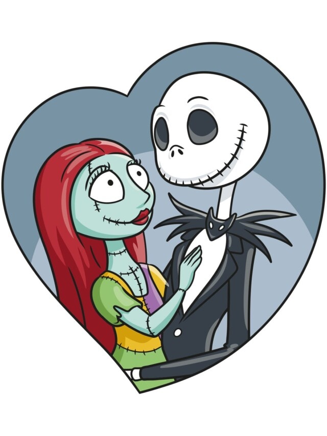 Jack and Sally from the Nightmare before Christmas drawing tutorial - web story - complete