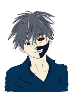 Ken Kaneki from Tokyo Ghoul drawing tutorial - web story - complete