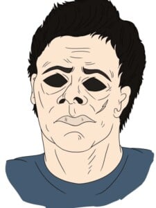 Michael Myers from Halloween drawing tutorial - web story - complete