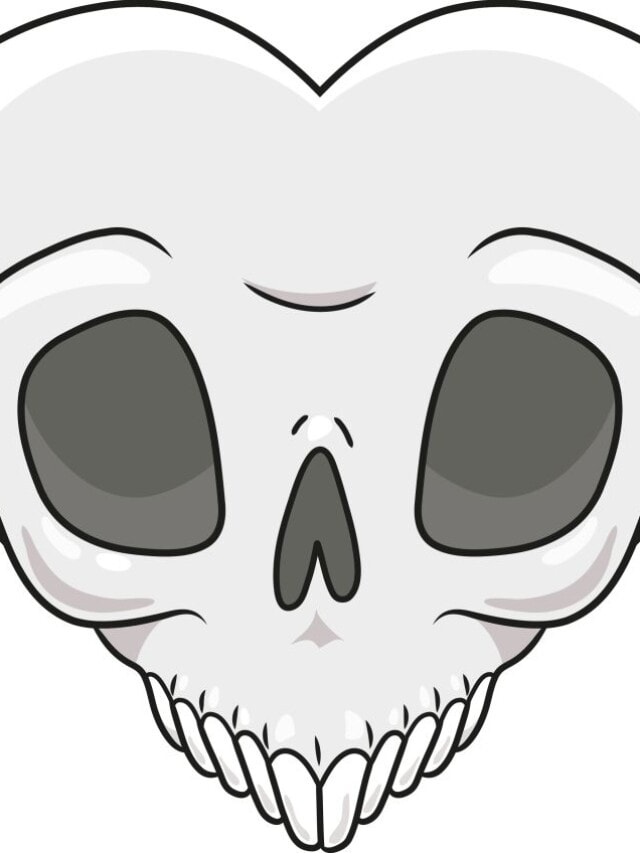 Skull Heart drawing tutorial - web story - complete