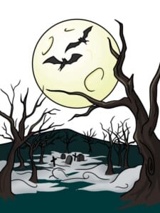 Spooky forest drawing tutorial - web story - complete