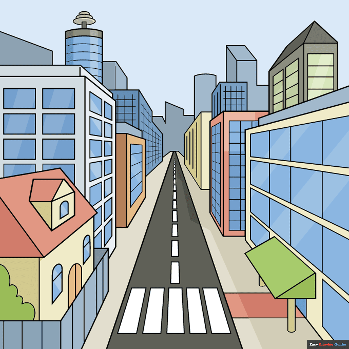 How To Draw An Easy City In One Point Perspective Really Easy Drawing How To Draw An Easy City In One Point Perspective Really Easy Drawing