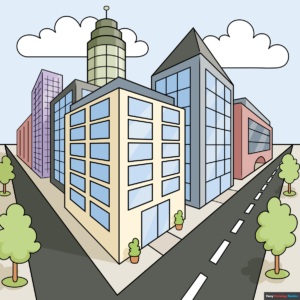 How to Draw an Easy City in Two-Point Perspective Featured Image