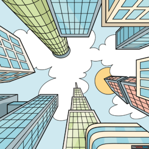 How to Draw Easy Buildings and Sky in One-Point Perspective Featured Image