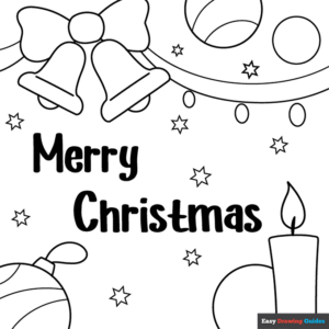 Easy Christmas Card Coloring Page | Easy Drawing Guides