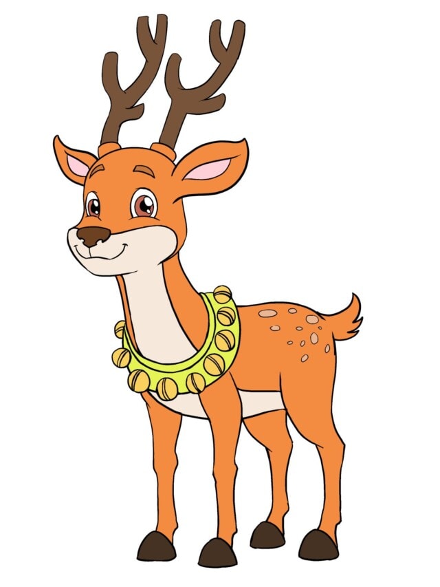 Cartoon Reindeer drawing tutorial - web story - complete