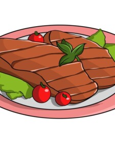Cartoon Steak drawing tutorial - web story - complete