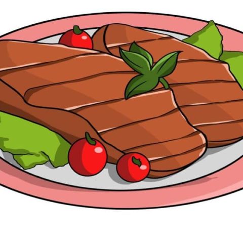 Cartoon Steak drawing tutorial - web story - complete