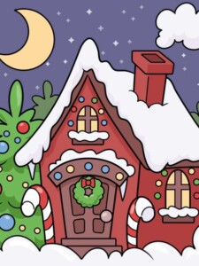 Christmas House drawing tutorial - web story - complete