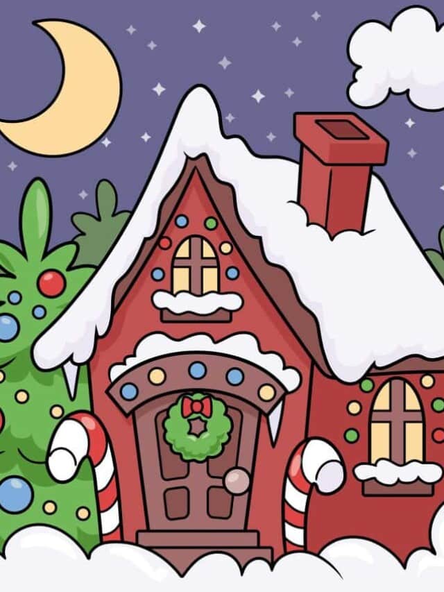 Christmas House drawing tutorial - web story - complete