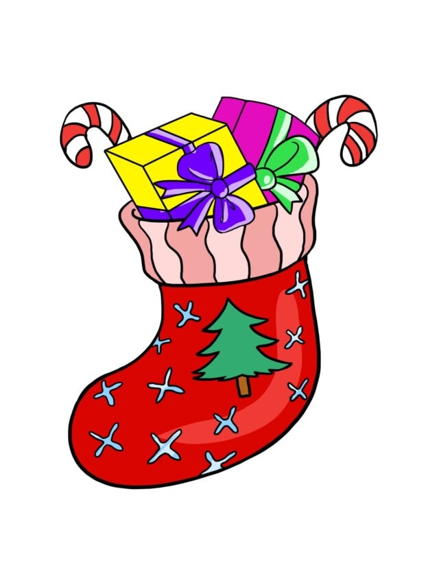 Christmas Stocking drawing tutorial - web story - complete