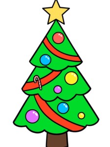 Easy Christmas Tree drawing tutorial - web story - complete